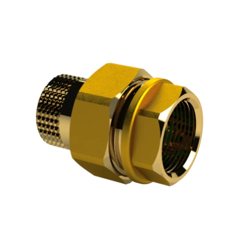 Brassline messing 3-delige rechte koppeling conisch dichtend MF 3/4 x 3/4 (zak 5st) - prijs per stuk - enkel geschikt voor water 509005S