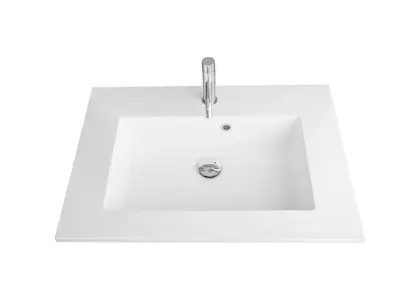 629502071133 Quadra wastafelblad kunstmarmer met 1 waskom 700 x 500 mm - wit mat