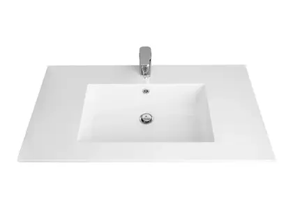 629502091133 Quadra wastafelblad kunstmarmer met 1 waskom midden 900 x 500 mm - wit mat
