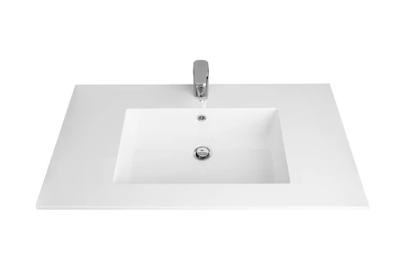 Quadra wastafelblad kunstmarmer met 1 waskom midden 900 x 500 mm - wit mat 629502091133
