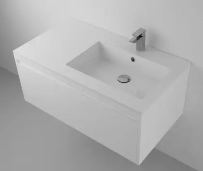 629502092133 Quadra wastafelblad kunstmarmer met 1 waskom rechts 900 x 500 mm - wit mat