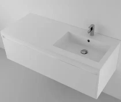 629502122103 Quadra wastafelblad kunstmarmer met 1 waskom rechts 1200 x 500 mm - wit