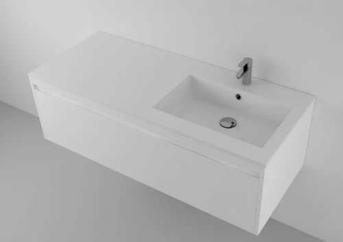 Quadra wastafelblad kunstmarmer met 1 waskom rechts 1200 x 500 mm - wit mat 629502122133