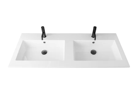 Quadra wastafelblad kunstmarmer met 2 waskommen 1200 x 500 mm - wit mat 629502124233