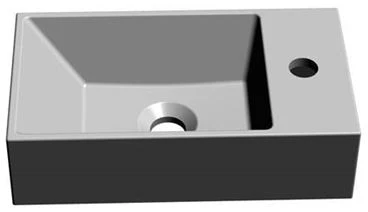 629504043103 Thiny handenwasser 400 x 220 mm - wit - kunstmarmer - met kraangat rechts - zonder overloop