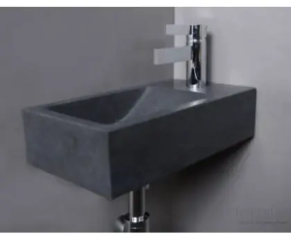 8010251 Thiny handenwasser 400 x 220 mm - graniet gezoet - met kraangat rechts - zonder overloop