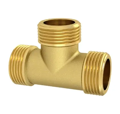 830320 Brassline messing T-stuk MMM 3/4 x 3/4 x 3/4 (zak 10st) - prijs per stuk - enkel geschikt voor water