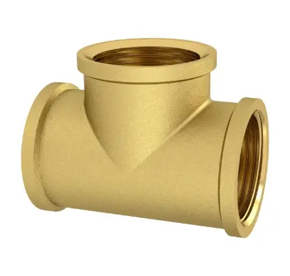 830550 Brassline messing T-stuk FFF 6/4 x 6/4 x 6/4 (zak 5st) - prijs per stuk - enkel geschikt voor water