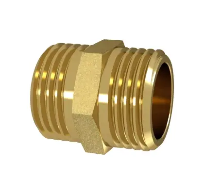 834040 Brassline messing nippel MM 5/4 x 5/4 (zak 5st) - prijs per stuk - enkel geschikt voor water