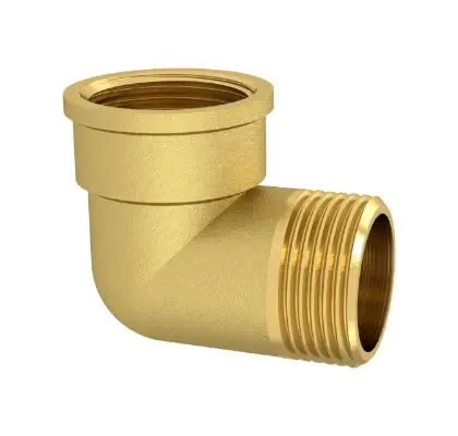 836050 Brassline messing knie 90° MF 6/4 x 6/4 (zak 5st) - prijs per stuk - enkel geschikt voor water