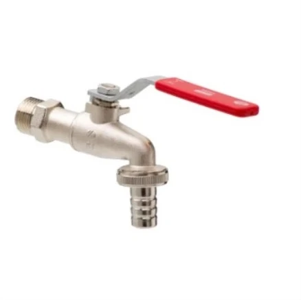 Arco 00403R Arco Garden dubbeldienstbolkraan met hendel (rood) MM 3/4 x 3/4 - vernikkeld - met tuinslangkoppeling