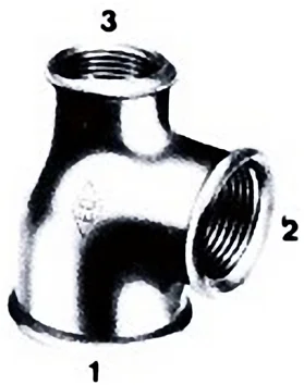 Atusa Draadverloop-T zwart gietijzer 2" x 5/4" x 2" FFF Atusa fig 130R E1300009792
