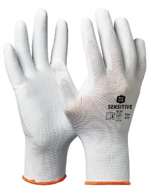 BME_709245 Nylon Polyurthane handschoenen MT11 - Sensitive wit - naadloos polyurethaan coating - prijs per paar