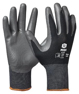 BME_709265 Nylon Nitril handschoenen MT11 - Midi grijs - naadloos nitril coating - prijs per paar