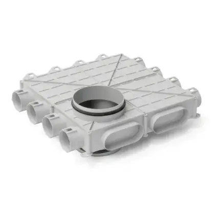 Begetube 010002312 Begetube Profi-Air verdeelkast laag model 2 x DN 180 - 12 x 63 mm