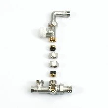 Begetube 110240052 Begetube thermostatiseerbare driewegset 100% muuraansluiting met recht ventiel met bocht 1/2 x M24