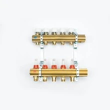 Begetube UFH messing collectorset vloerverwarming met ingebouwde debietmeters en regelkranen 4/4 - 4 x M24 - ophangbeugels 200 mm - met vul- en aflaatkranen 210105904