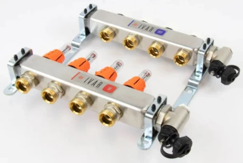 Begetube UFH inox collectorset voor vloerverwarming met topmeters, eindstuk & ontluchter 4/4 - 4 x EK3/4 261102204