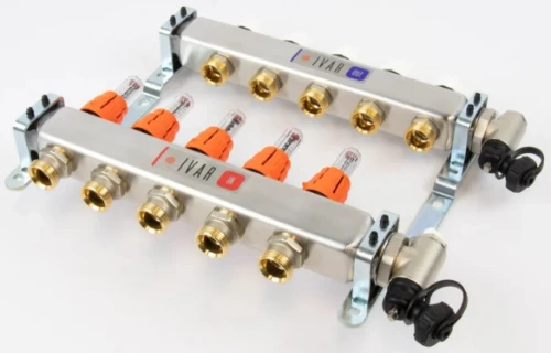 Begetube UFH inox collectorset voor vloerverwarming met topmeters, eindstuk & ontluchter 4/4 - 5 x EK3/4 261102205