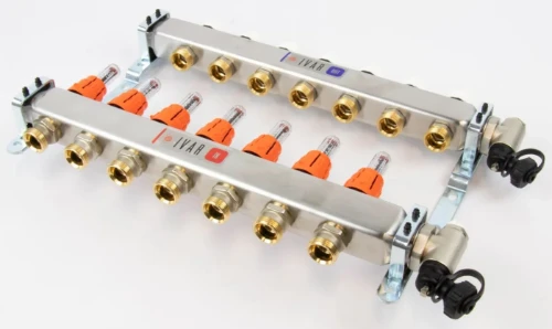 Begetube UFH inox collectorset voor vloerverwarming met topmeters, eindstuk & ontluchter 4/4 - 7 x EK3/4 261102207