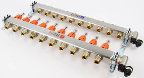 Begetube UFH inox collectorset voor vloerverwarming met topmeters, eindstuk & ontluchter 4/4 - 10 x EK3/4 261102210