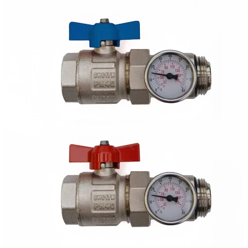 Begetube 278110300 Begetube bolkranenset recht MF 4/4" met dichting + insteekthermometers 2st (rood + blauw) - prijs per set
