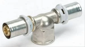 Begetube B-Press messing verloop T-stuk met binnendraad FFF 32 x 4/4 F x 32 mm 338306666