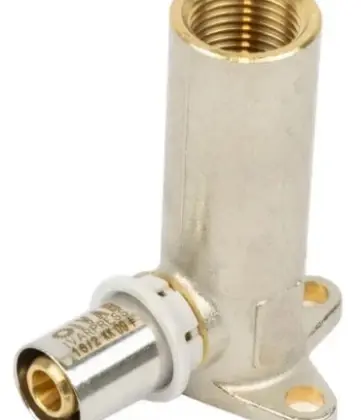 Begetube 613261836 Begetube B-Press messing verhoogde muurplaat 90° FF 20 x 1/2 F - hoogte 77 mm
