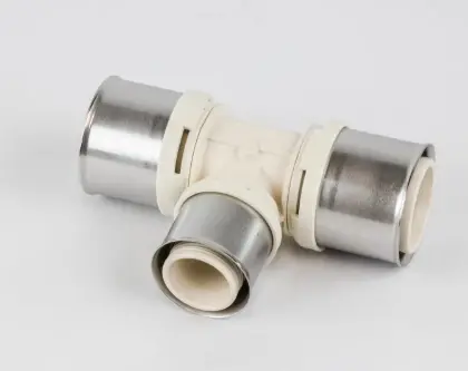 Begetube 88450380 Begetube (88450380) PPSU kunststof pers verloop T-stuk 90° FFF 50 x 40 x 50 mm