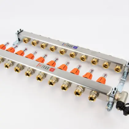 Begetube Collector voor vloerverwarming inox Begetube 1" + 10 x 3/4" met ontluchting