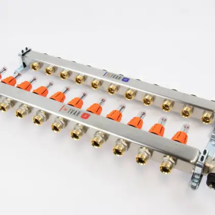 Begetube Collector voor vloerverwarming inox Begetube 1" + 12 x 3/4" met ontluchting