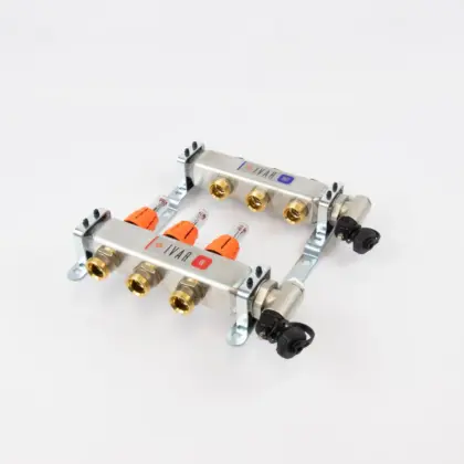 Begetube Collector voor vloerverwarming inox Begetube 1" + 3 x 3/4" met ontluchting