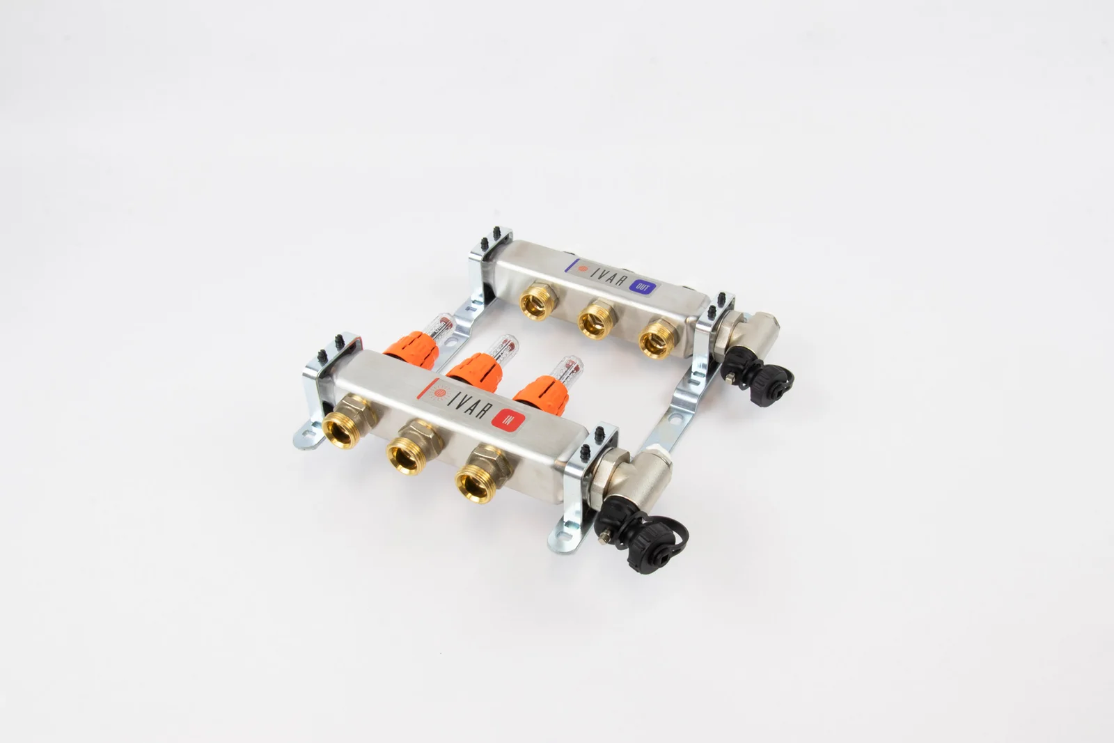 Begetube Collector voor vloerverwarming inox Begetube 1" + 3 x 3/4" met ontluchting