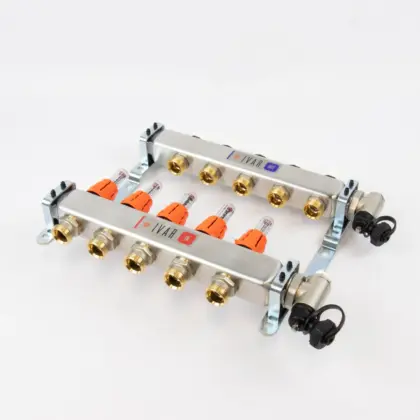 Begetube Collector voor vloerverwarming inox Begetube 1" + 5 x 3/4" met ontluchting