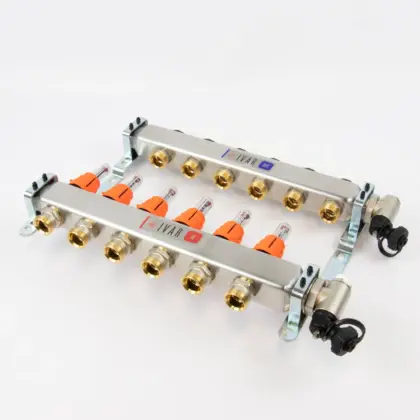 Begetube Collector voor vloerverwarming inox Begetube 1" + 6 x 3/4" met ontluchting