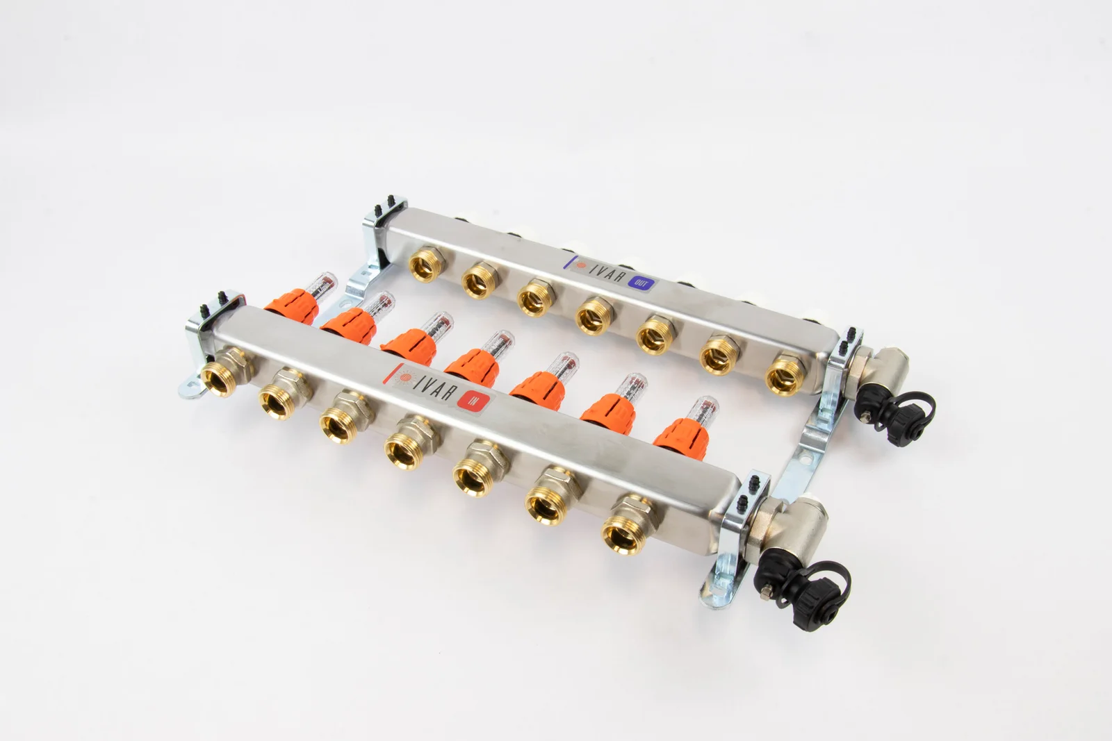 Begetube Collector voor vloerverwarming inox Begetube 1" + 7 x 3/4" met ontluchting