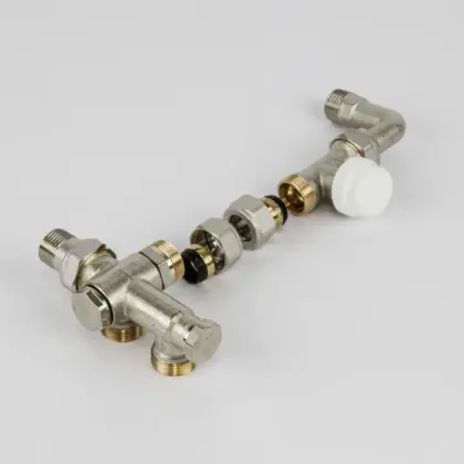 Begetube Driewegset rechte kraan+bocht thermostatiseerbaar voor muuraansluiting begetube 110240052