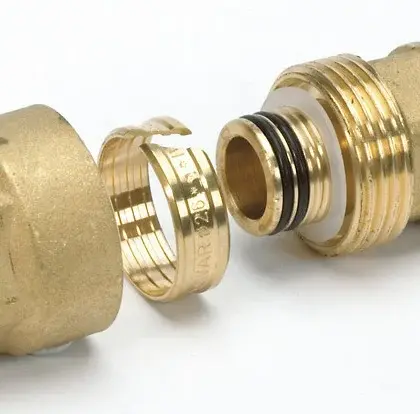 Begetube Knelovergangsstuk messing vaste insteekhuls voor Alpex 26/3mm x 1" M verwarming Begetube 307011056