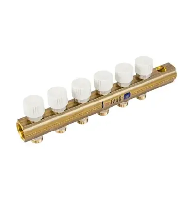 Begetube Verdeler voor CV messing Begetube 1" + 6 x 1" met ontluchting
