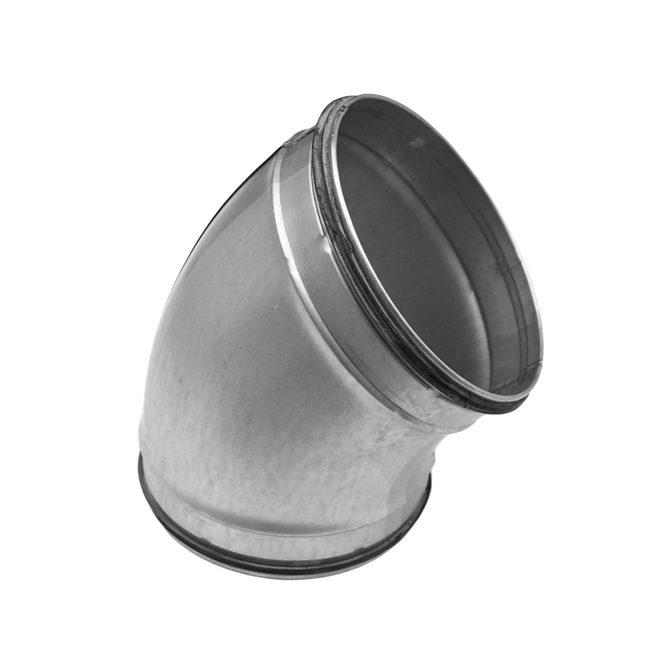 Begetube Bocht rond luchtkanaal Begetube 180mm 45° staal 010520018