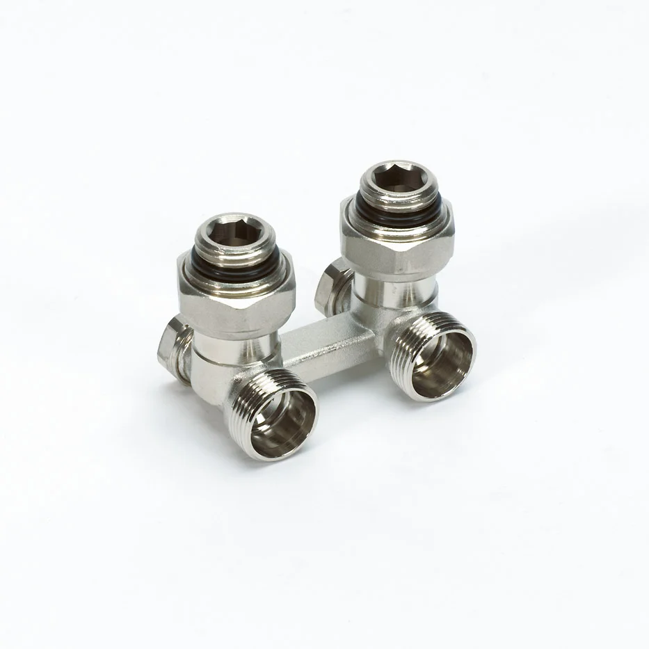 Begetube H-onderblok Begetube 3/4" ek 1/2" haaks tweepijp inox 160054055