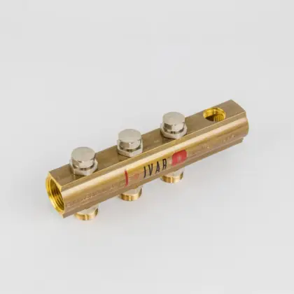 Begetube Verdeler voor CV messing Begetube 1" + 3 x M24 met ontluchting