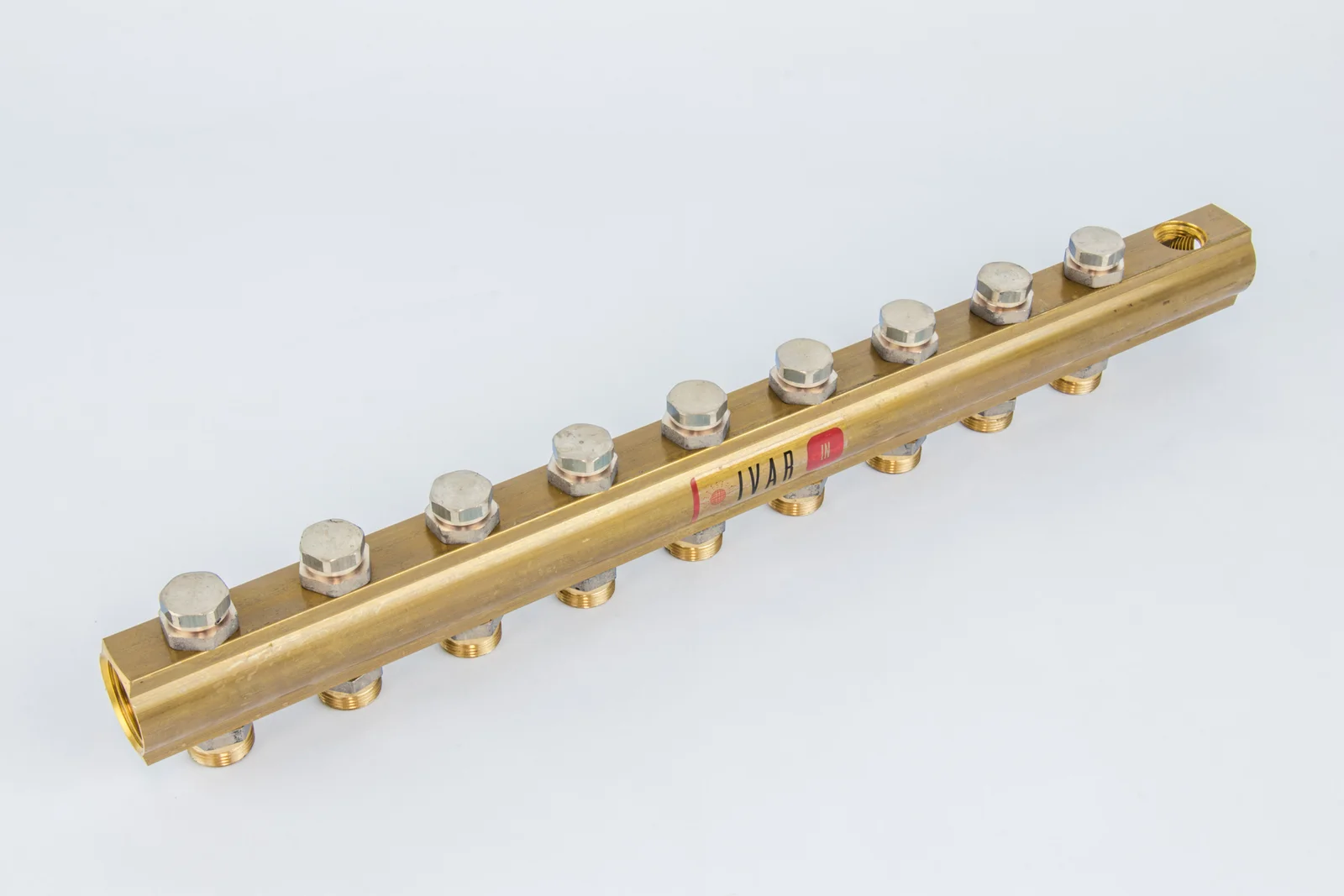 Begetube Verdeler voor CV messing Begetube 1" + 9 x M24 met ontluchting