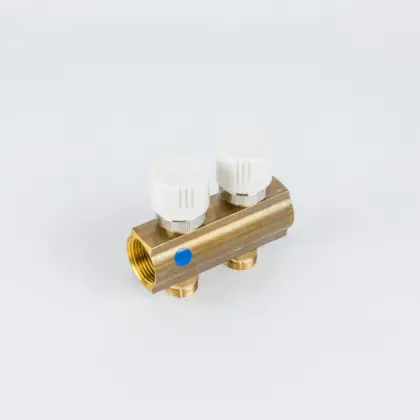 Begetube Verdeler voor CV messing Begetube 1" + 2 x M24 met thermostatisch ventiel geïntegreerd