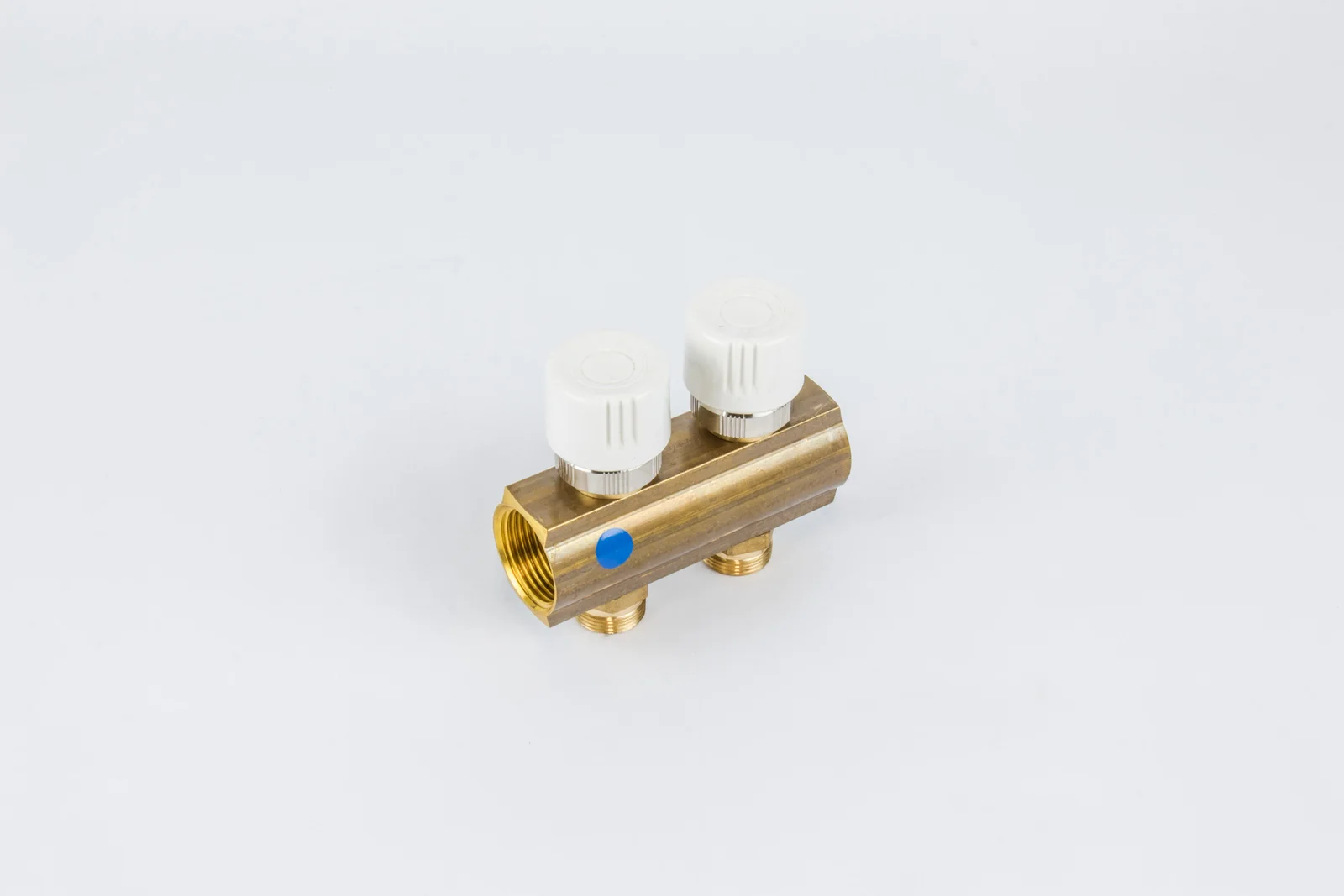 Begetube Verdeler voor CV messing Begetube 1" + 2 x M24 met thermostatisch ventiel geïntegreerd