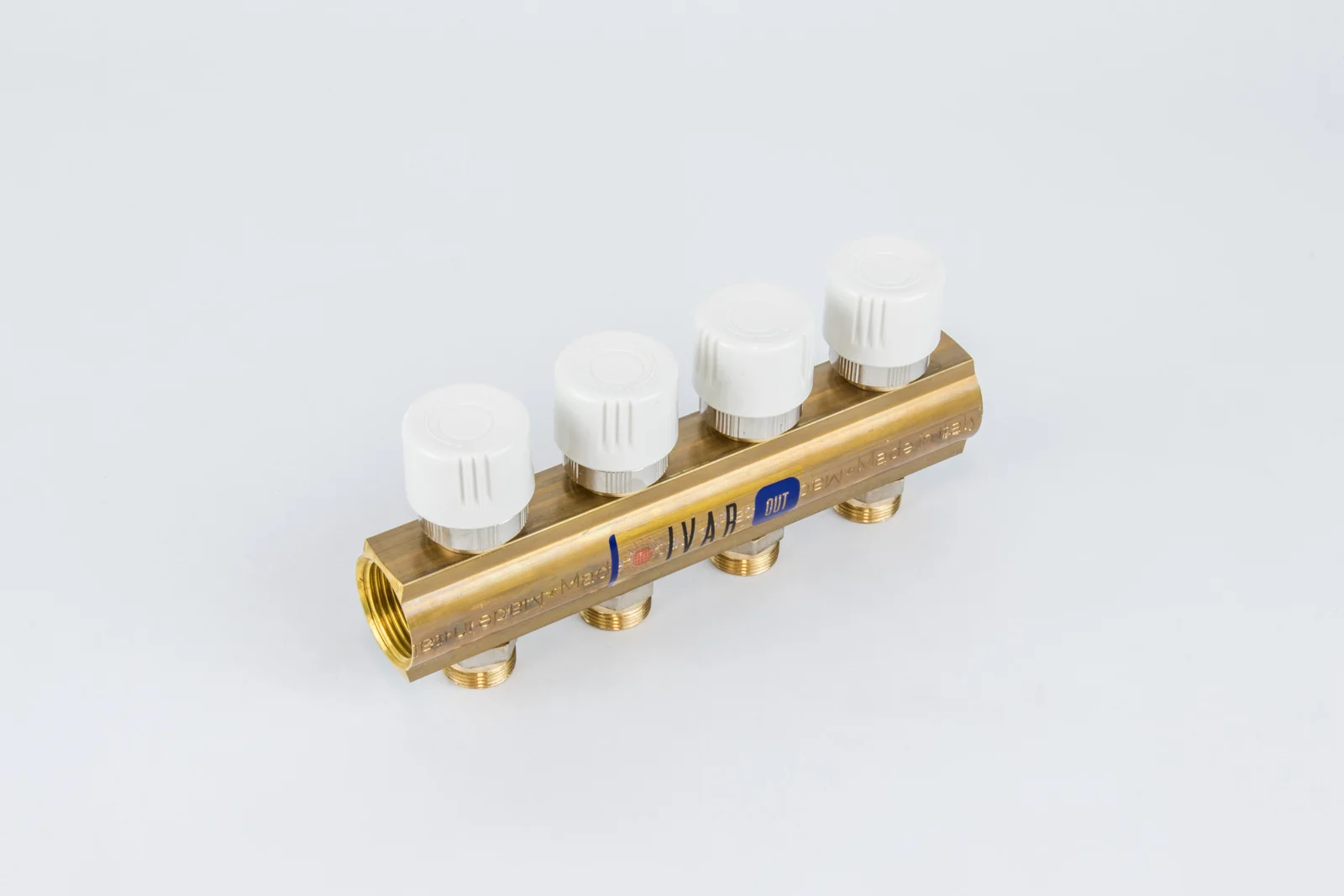 Begetube Verdeler voor CV messing Begetube 1" + 4 x M24 met thermostatisch ventiel geïntegreerd