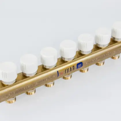 Begetube Verdeler voor CV messing Begetube 1" + 7 x M24 met thermostatisch ventiel geïntegreerd
