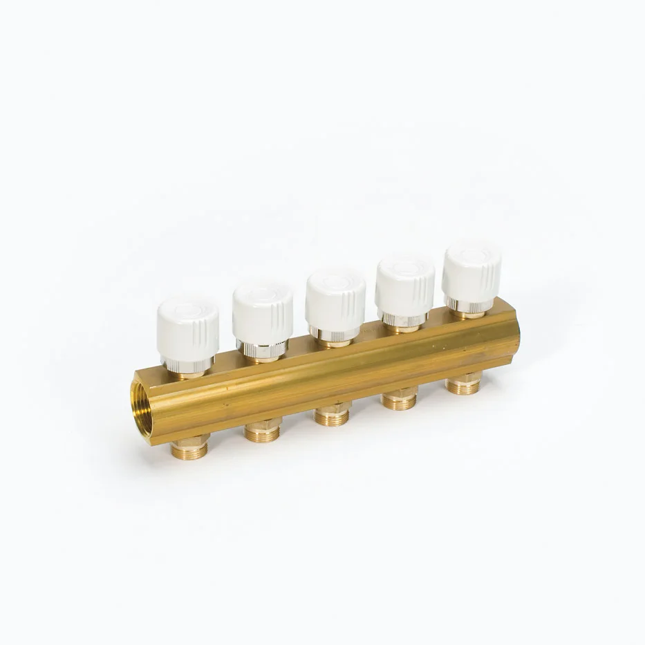 Begetube Verdeler voor CV messing Begetube 1" + 8 x M24 met thermostatisch ventiel geïntegreerd
