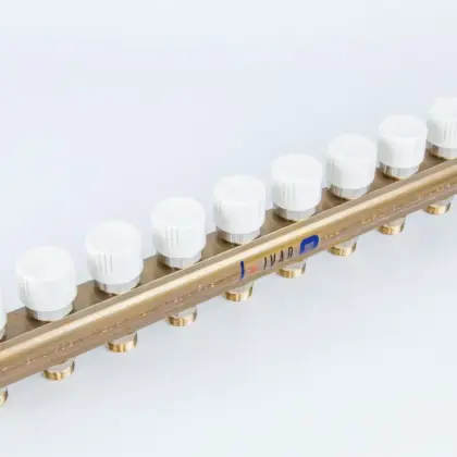 Begetube Verdeler voor CV messing Begetube 1" + 10 x M24 met thermostatisch ventiel geïntegreerd