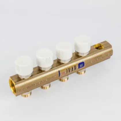 Begetube Verdeler voor CV messing Begetube 1" + 4 x M24 met ontluchting